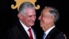 Presidente portugués Marcelo Rebelo de Sousa y Miguel Diaz-Canel durante la visita del cubano a Portugal. (Foto de Patricia DE MELO MOREIRA / AFP)
