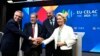 De izq. a der. Alberto Fernández, Ralph Gonsalves, Charles Michel y la presidenta de la Comisión Europea Ursula von der Leyen. Jean-Christophe VERHAEGEN / AFP