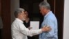 Celso Amorim y Díaz-Canel (der.) el 18 de agosto, 2023, en el Palacio de la Revolución en La Habana. (Presidencia cubana/ vía AFP)