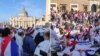 Cubanos se manifiestan frente al Vaticano, en Roma. (Captura de videos/Facebook)
